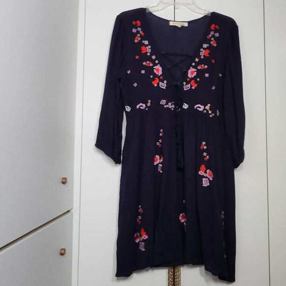 Morrisday The Label Embroidered Dress Size L Navy Blue - Picture 1 of 8